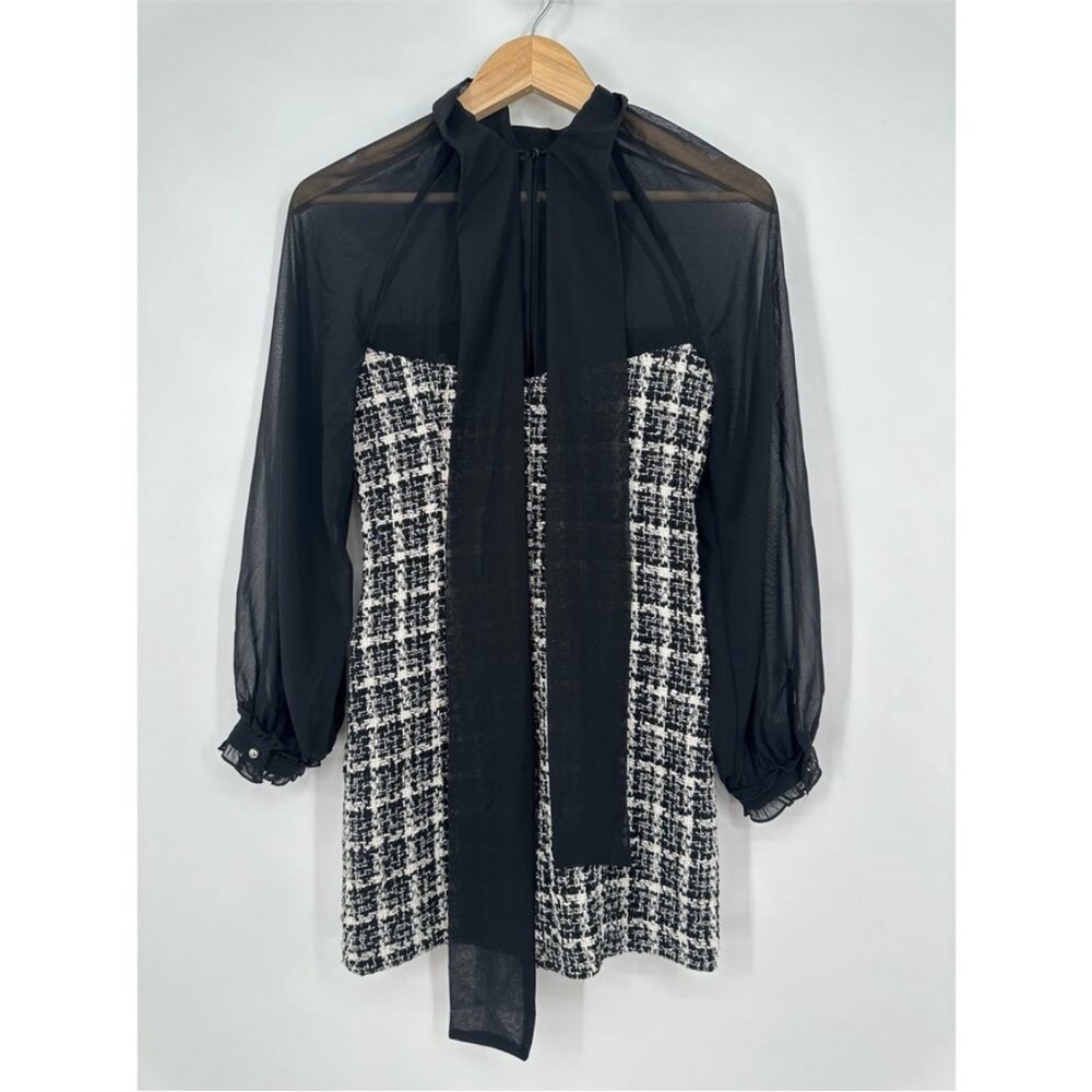 Zara Black and White Tweed Dress
